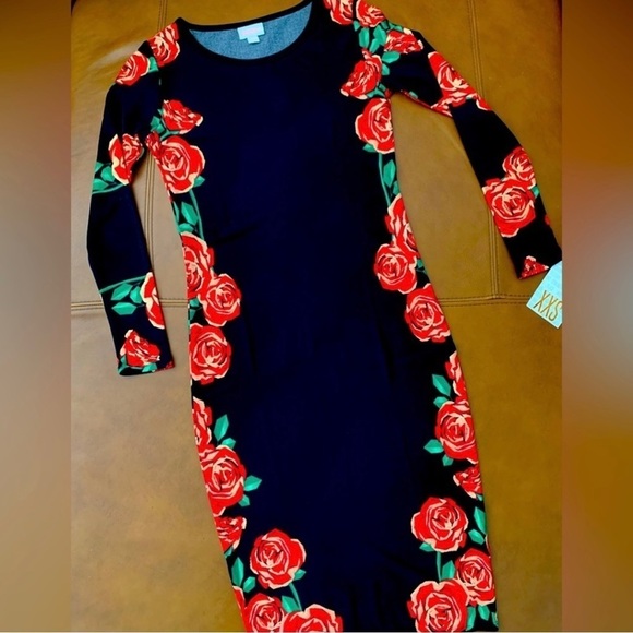 LU LA ROE UNICORN DEBBIE RED ROSE COLLECTION BODYCON LONG SLEEVE DRESS - Picture 3 of 8